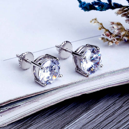 Gold-plated Micro-inlaid Round Zircon Ear Studs Earrings